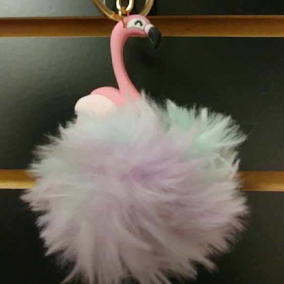 Tropical Pink Flamingo PomPom Keychain - Picture 6 of 6